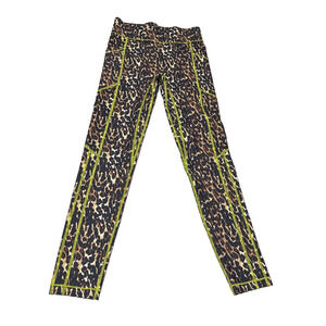 ALL ACCESS Womens High Waist Leggings Size S Leopard Light Neon Stitching Pocket
